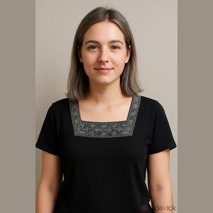 CAROLE REED BLACK BLOUSE WITH BEADED COLLAR SIZE XX LARGE